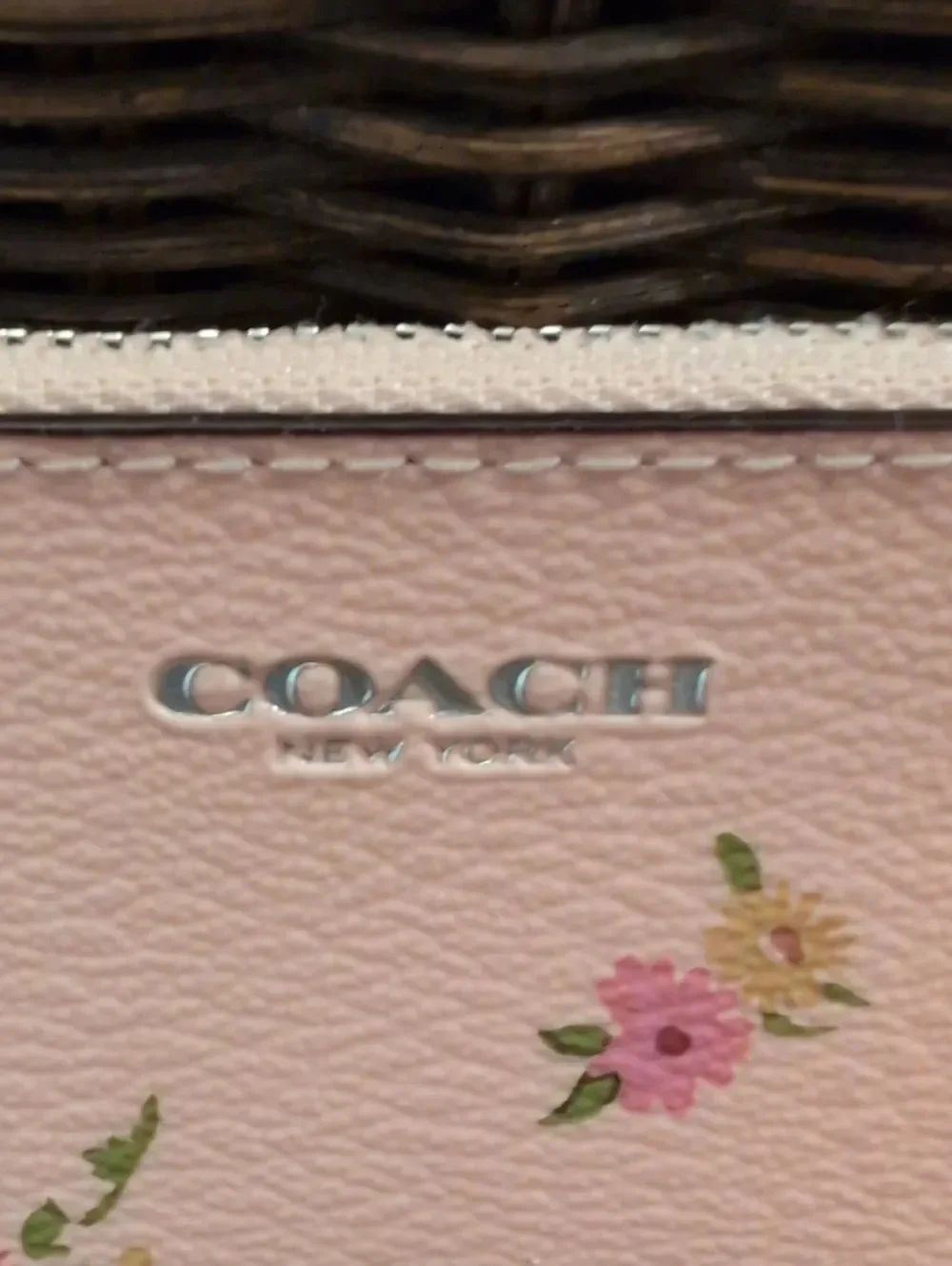 COACH Pink Daisy Bundle Print Slim Skinny Wallet Floral Zip Credit Card Case